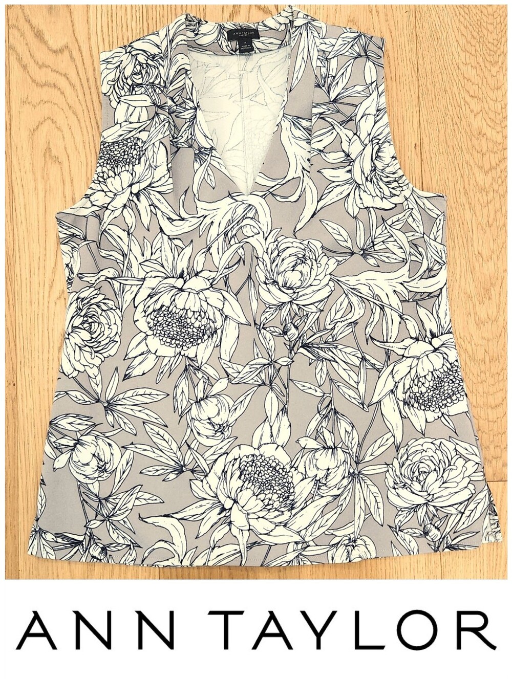 Floral V Neck Crepe Shell